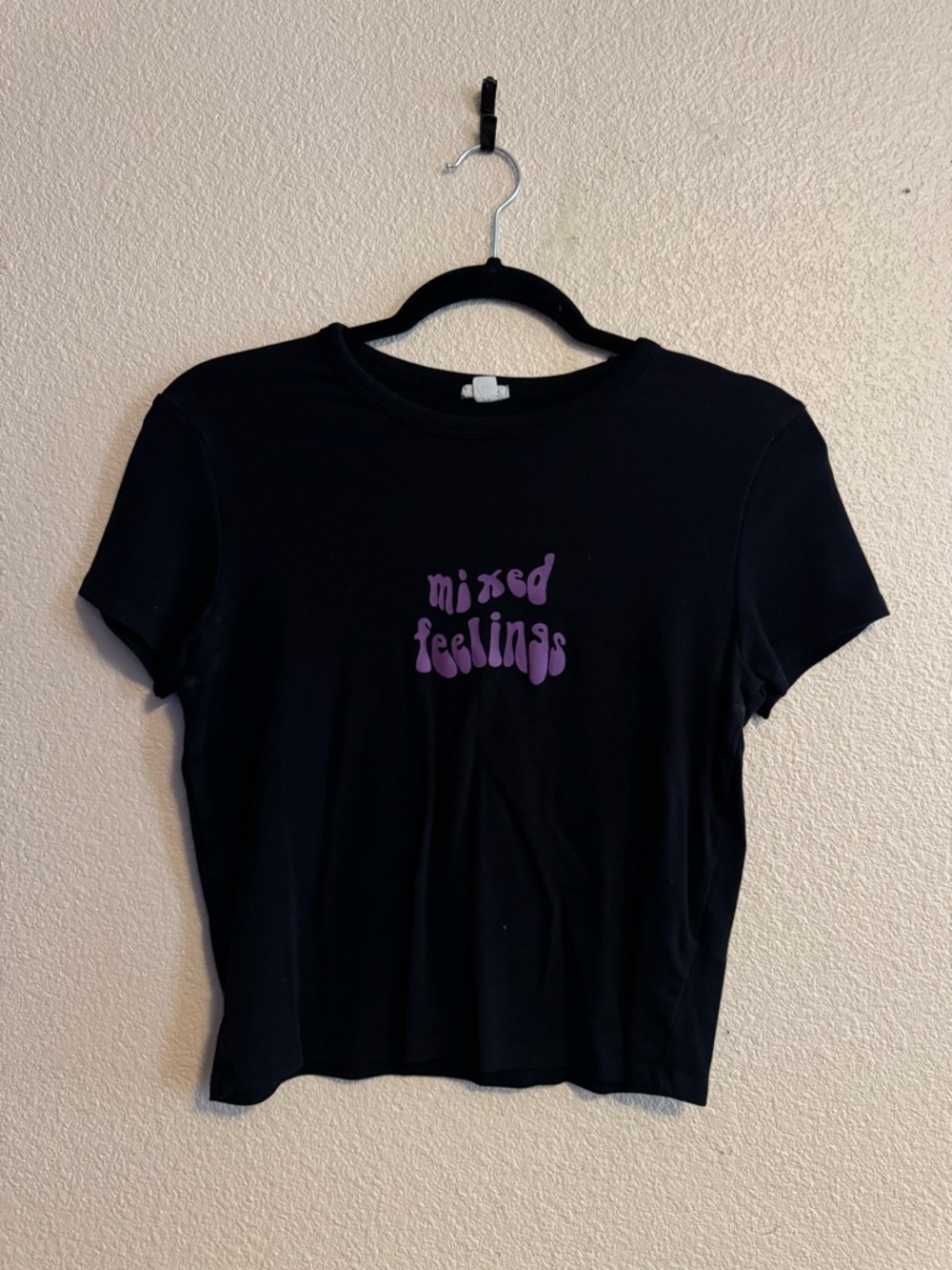 Garage Black Short-Sleeve Tee with Purple "Mixed Feelings" Graphic